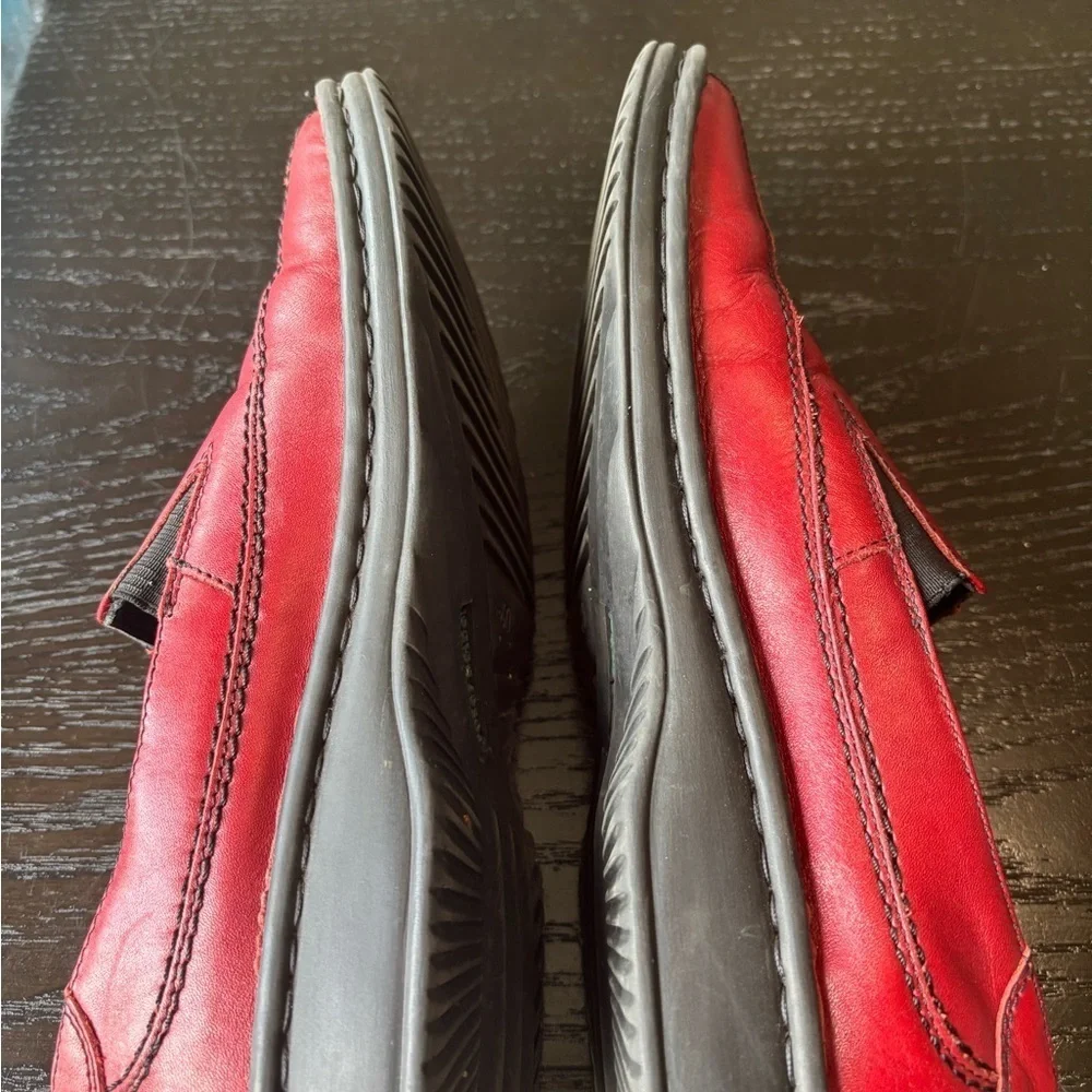 Josef Seibel Women’s Red Leather Loafers Slip-Ons Size 40